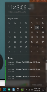 Windows 10 1607 calendar integration