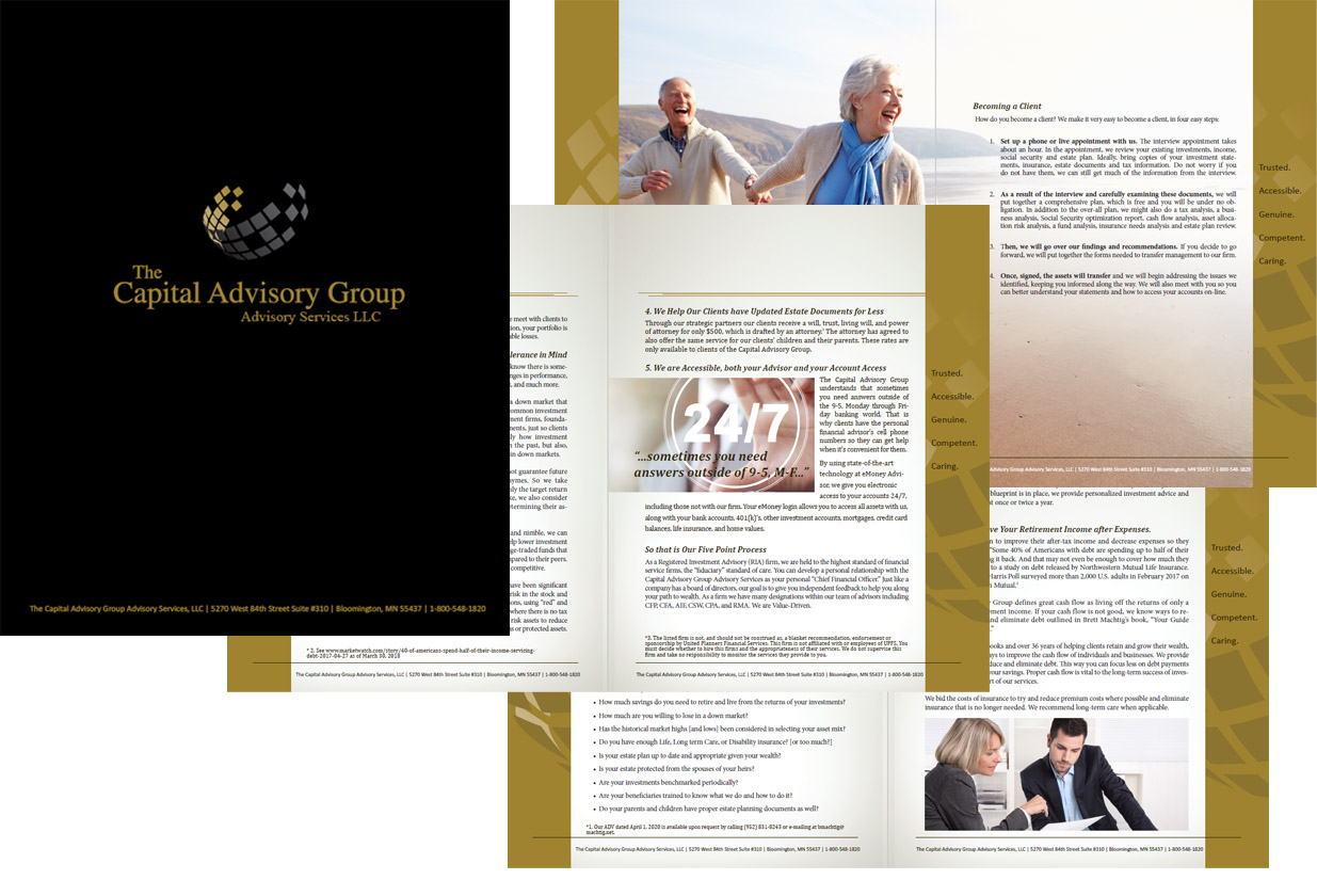 Brochure design for financial advisor company
