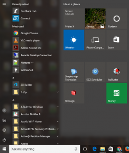 Windows 10 1607 updated start menu